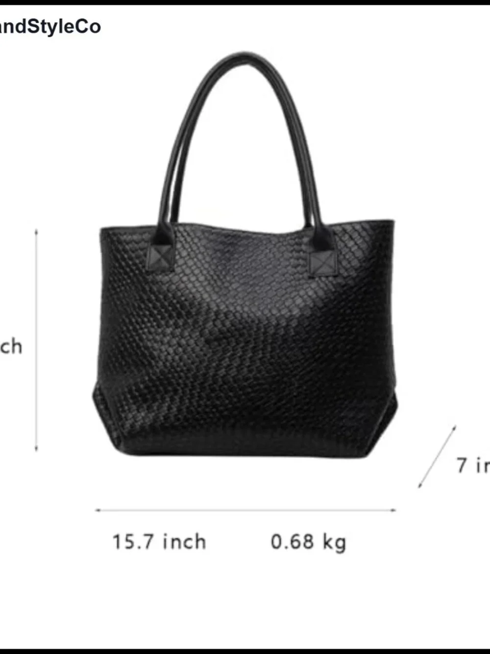 Woven Synthetic Leather Tote Bag Large Capacity Shoulder Handbag